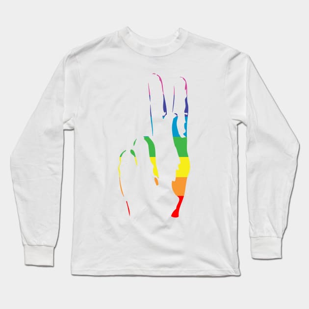 rainbow pride peace sign Long Sleeve T-Shirt by chromatosis